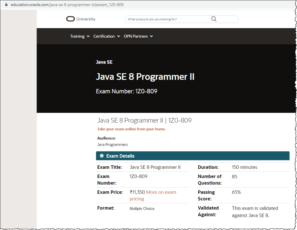 1Z0-819 Practice Exam Fee