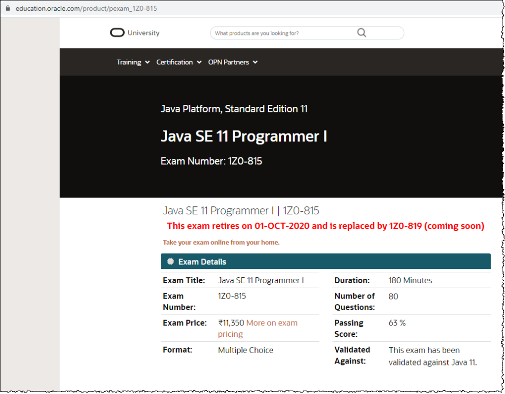 Oracle announced new Java 11 certification exam (1Z0-819 Sns-Brigh10